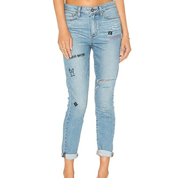 PAIGE Denim - Paige Hoxton ankle embroidered skinny jeans
